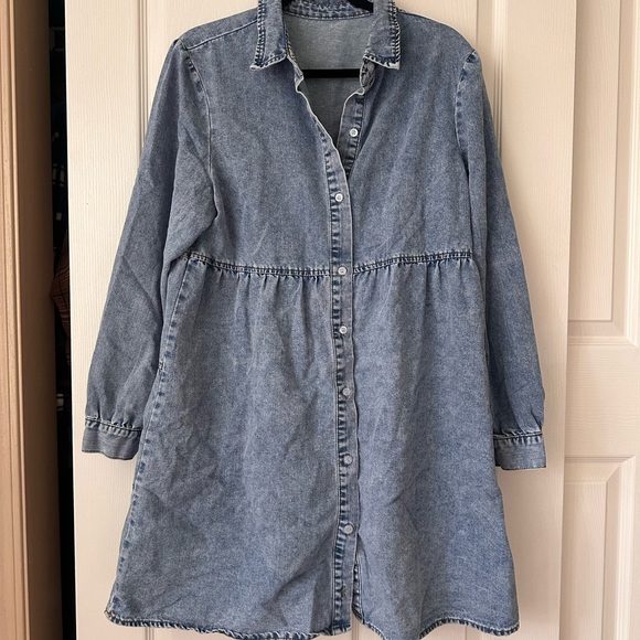 Womens Denim Long Sleeve Dress - Picture 8 of 9
